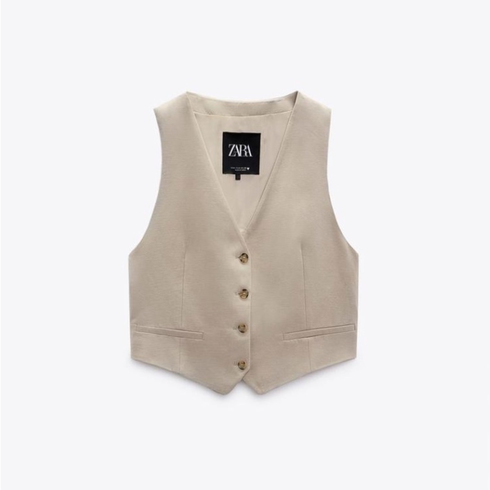 Zara Light Tan Buttoned Vest